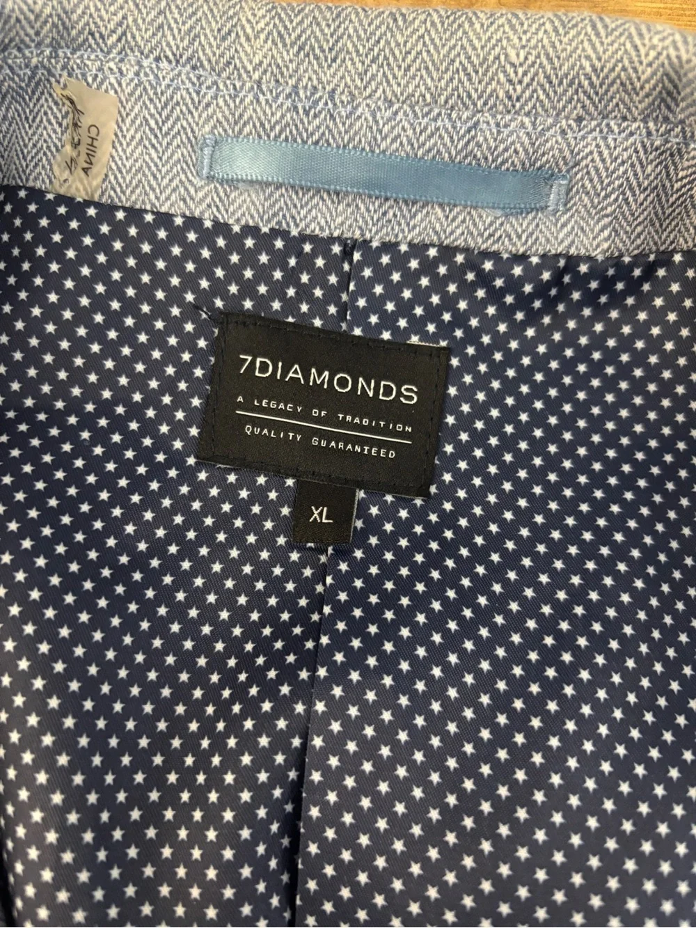 7 Diamonds Herringbone Two Button Blazer Sport Coat Light Blue Men’s